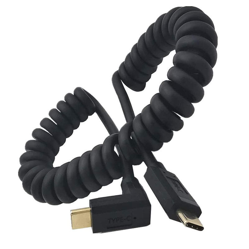 [Australia - AusPower] - Coiled USB 3.1 Type C Cable, Qaoquda 90 Degree Angle USB-C Male to USB-C Male Coiled Spring Spiral Cable, 3A 10Gbps Fast Charging, Data Extension Cable, Stretched 4FT/1.2M (M/M Up & Down) M/M Up & Down 