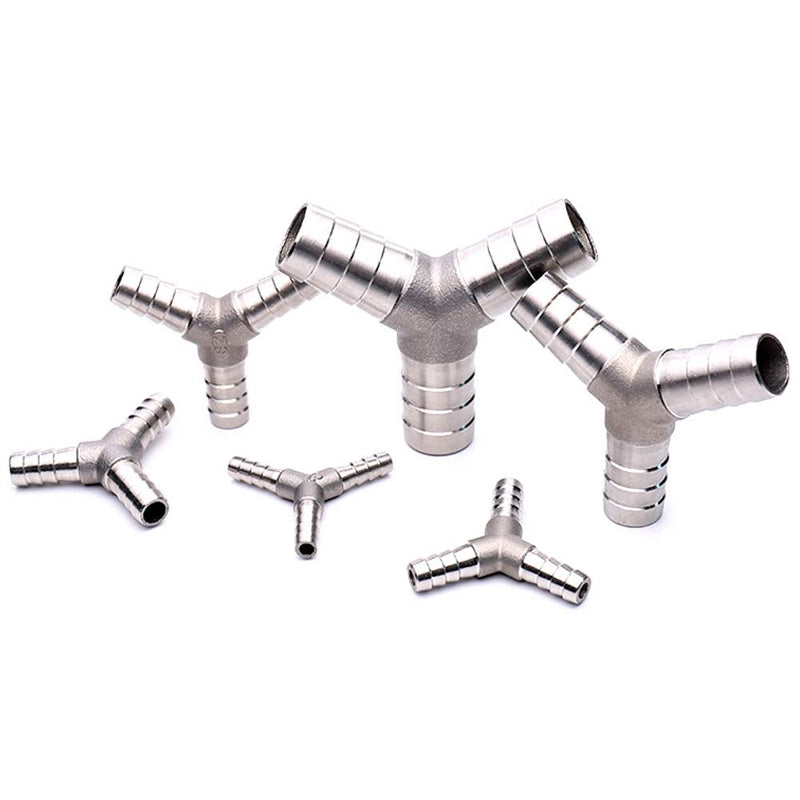 [Australia - AusPower] - Metaland Stainless Steel 3/8" Hose Barb Y Barbed Fitting 3 Way Wye Adapter with 3pcs Hose Clamps 3/8" x 3/8" x 3/8" 