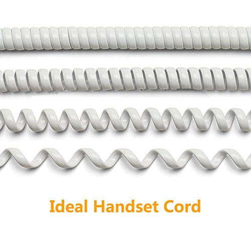 [Australia - AusPower] - Telephone Phone Handset Cable Cord,Uvital Coiled Length 1.2 to 10 Feet Uncoiled Landline Phone Handset Cable Cord RJ9/RJ10/RJ22 4P4C(White,2 PCS) 