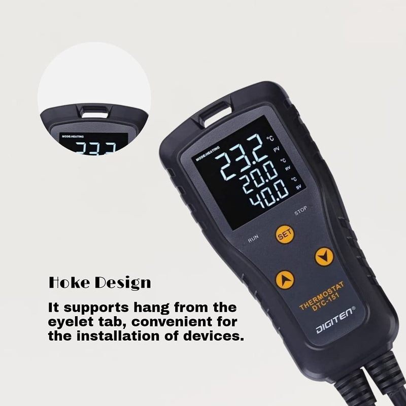 [Australia - AusPower] - DIGITEN DTC151 Temperature Controller Plug-in Thermostat Cooling Heating Temperature Controller Outlet GreenhouseThermostat for Germination Incubation Homebrewing 15A Temperature Controller 
