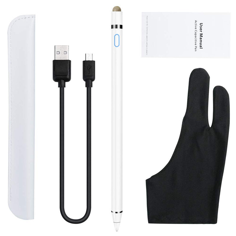[Australia - AusPower] - Active Stylus Pen Compatible with Apple iPad, Homagical 1.5mm Fine Point Digital Stylus Pen, Rechargeable Capacitive Digital Stylus for Touch Screen Devices (Glove &Pen Bag Included) 