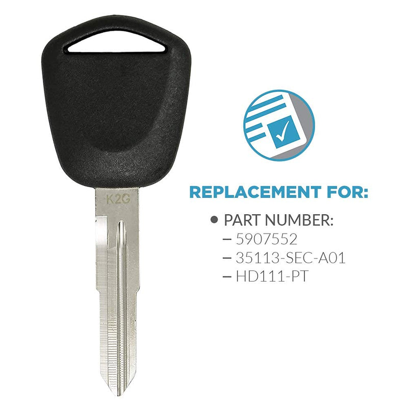 [Australia - AusPower] - Keyless2Go Replacement for New Uncut Transponder Ignition V-Chip Car Key HD111 (2 Pack) 