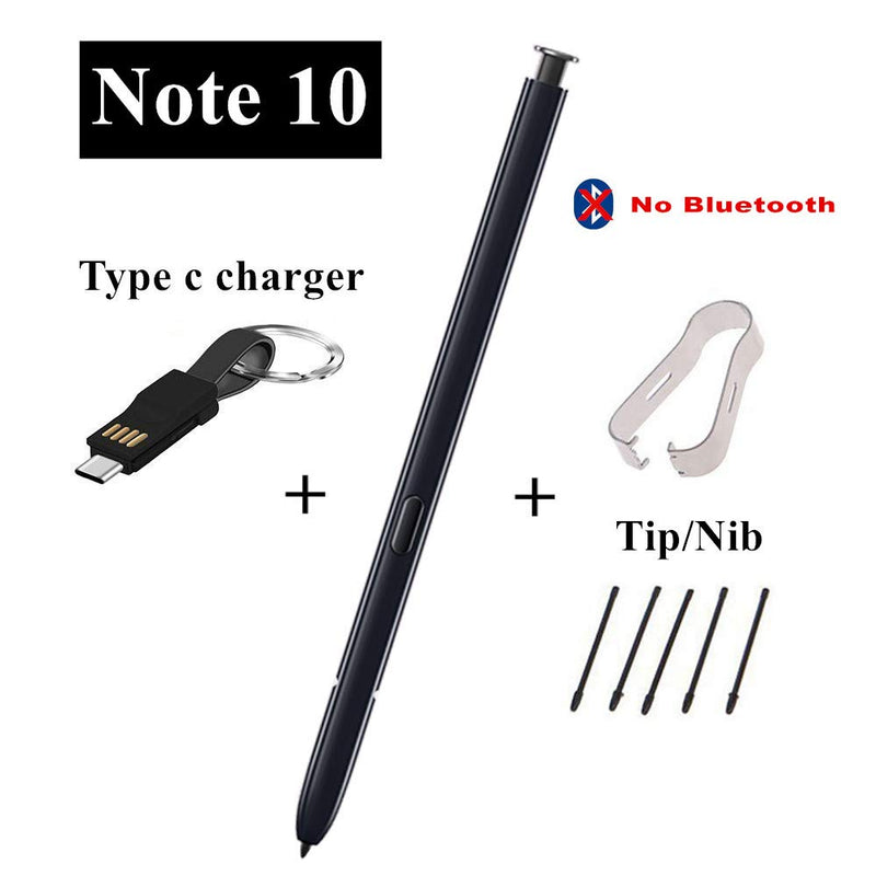 [Australia - AusPower] - Galaxy Note 10 Stylus. Galaxy Note 10 Replacement Pen(Without Bluetooth). Compatible with Galaxy Note 10 All Versions +Type C Charger Cable and Tip/Nib (Black) 
