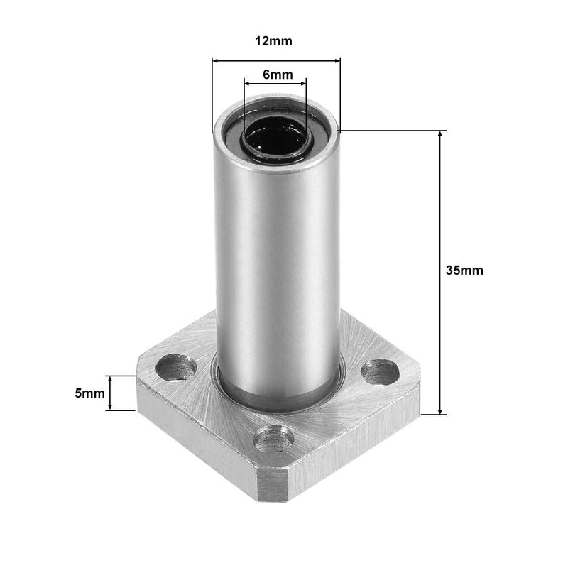 [Australia - AusPower] - uxcell LMK6UU Extra Long Square Flange Linear Ball Bearings, 6mm Bore Dia, 12mm OD, 35mm Length(Pack of 2) 