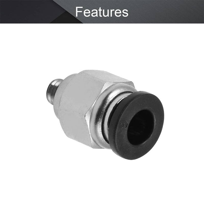 [Australia - AusPower] - Othmro Straight Pneumatic Push to Quick Connect Fittings PC6-M5 Black, Silver 6mm,5mm Plastic, Copper 10PCS 