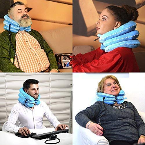 [Australia - AusPower] - NeckFix Cervical Neck Traction Device for Instant Neck Pain Relief - Pinched Nerve Neck Stretcher for Home Pain Treatment + Bonus (12-17 inch) 