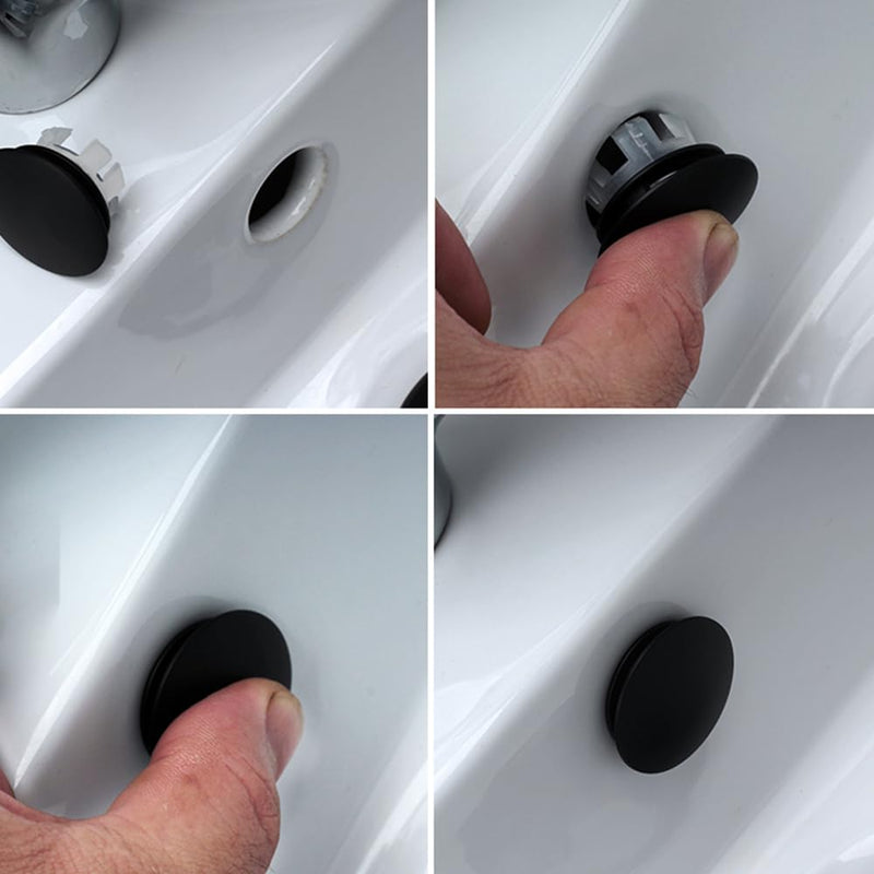 [Australia - AusPower] - DEAKYNE Sink Overflow Ring 2 Pack Matte Black Bathroom Vanity Sink Overflow Cover Insert in Round Trim Cap Brass Material 