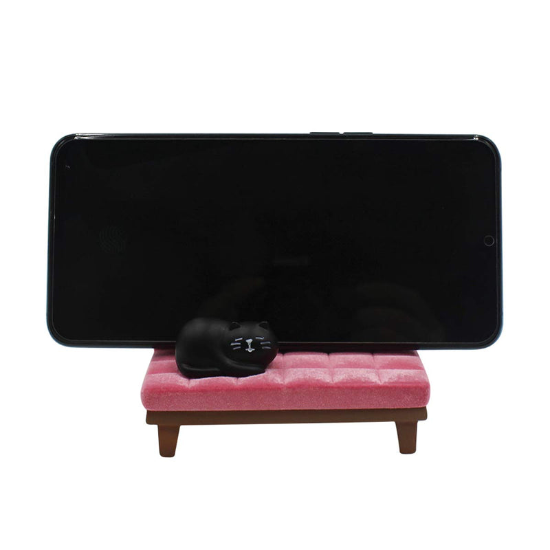 [Australia - AusPower] - Cute Cat Cellphone Stand Resin Miniature Coach Shaped Desk Phone Holder Mount for Girls Smartphones Black Cat 
