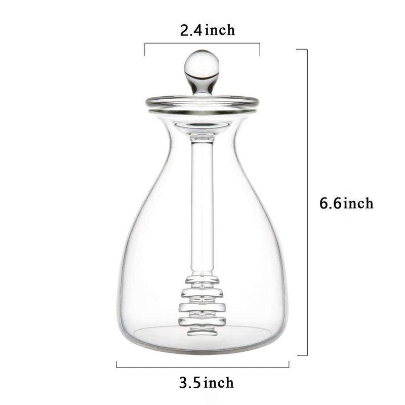 [Australia - AusPower] - TOFOAN Crystal Beehive Honey Jar - Glass Honey Pot with Dipper and Lid Cover for Home Kitchen Store Honey and Syrup, Clear Gorgeous Bee Decor, Honey Container 14 Ounces 