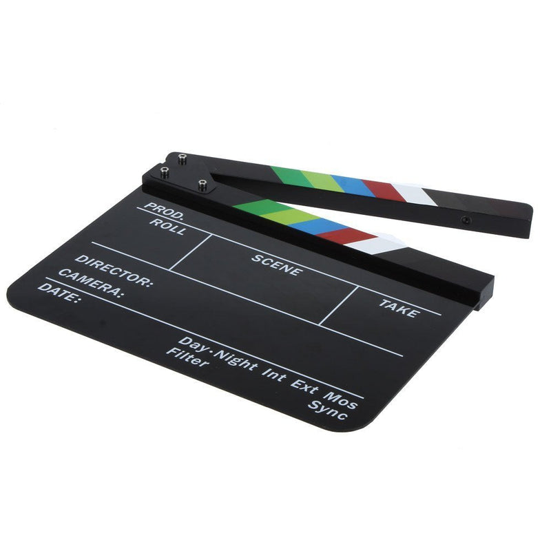 [Australia - AusPower] - Acrylic Clapboard 9.6x11.7" /25x30cm Dry Erase Director Film Movie Clapper Board Slate with Color Sticks - Black 
