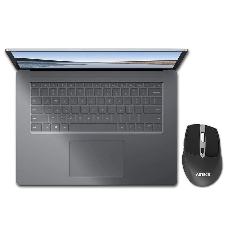 [Australia - AusPower] - Arteck 2.4G Wireless Mouse with Nano USB Receiver Ergonomic Design Silent Clicking with Side Switch Buttons for Computer / Desktop / PC / Laptop and Windows 10/8/7 Build in Rechargeable Battery Black 