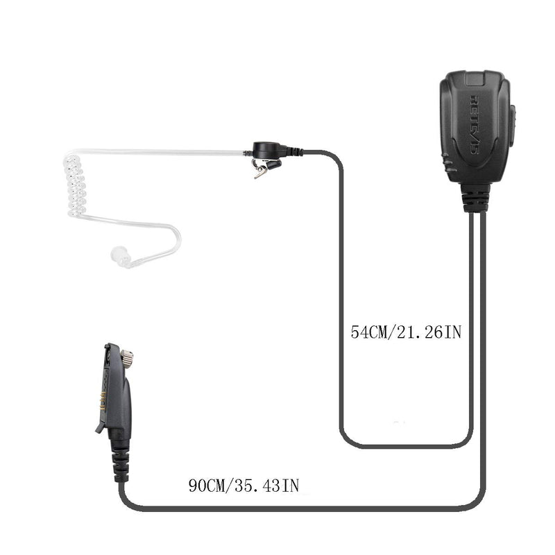 [Australia - AusPower] - Retevis Walkie Talkie Earpiece for Ailunce HD1 Retevis RT29 RT47 RT48 RT82 RT87, Two Way Radio Covert Acoustic Tube Headset with Mic PTT (1 Pack) 