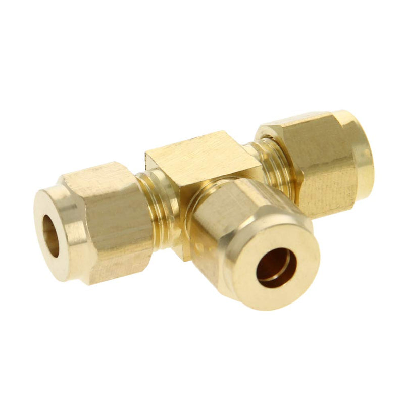 [Australia - AusPower] - MroMax Brass Compression Tube Fitting 6mm ID Tee Pipe Adapter for Garden Water Irrigation System 1pcs Thread Size: 9/16-16 