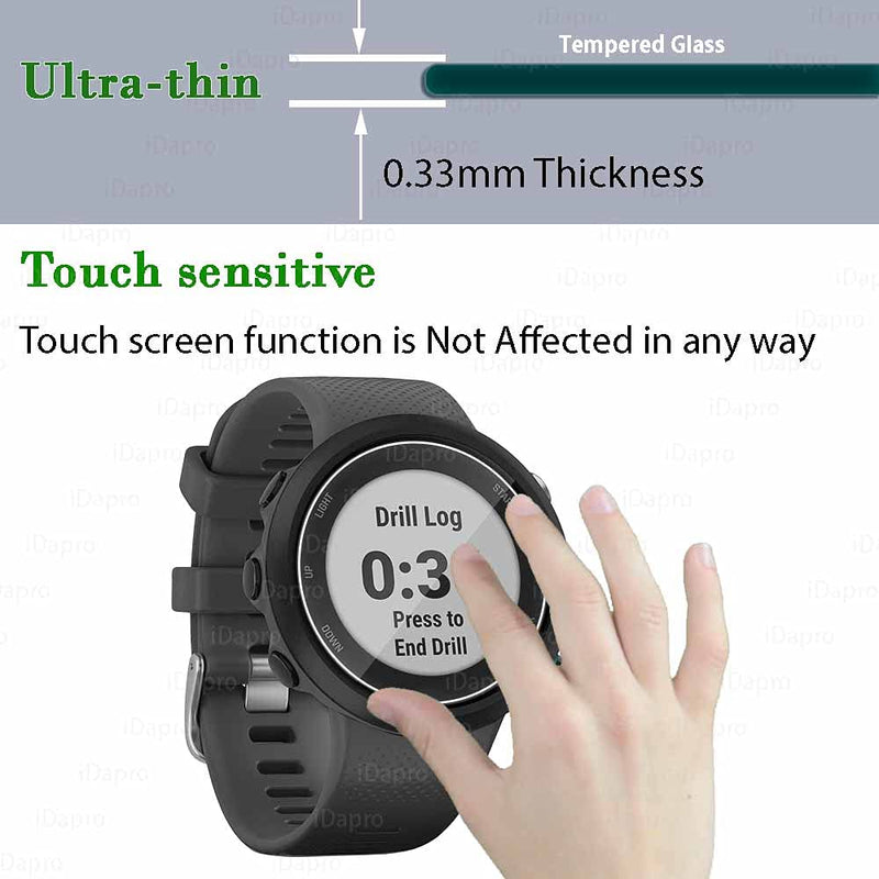 [Australia - AusPower] - [4 Pack] Screen Protector for Garmin Forerunner 235 230 225 220 630 620 Smartwatch, iDaPro Tempered Glass Anti-Scratch Bubble-Free 