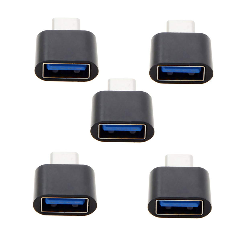 [Australia - AusPower] - 5pcs Type-C USB-C to USB 2.0 OTG Adapter for Cell Phone Tablet & USB Cable & Flash Disk & Mouse & Laptop (Black) 