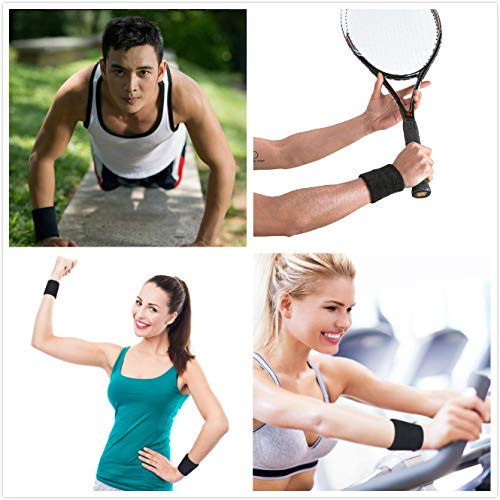 [Australia - AusPower] - Mallofusa ? 12 Pairs Colorful Cotton Sweatbands Sports Basketball Wristband Athletic Wrist Sweat Bands for Gym Yoga Tennis Etc. 