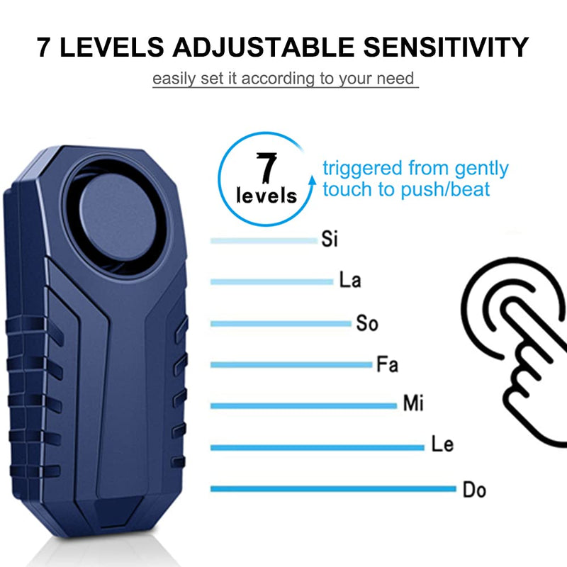 [Australia - AusPower] - Wsdcam Bike Alarm with Remote 2 Pack, 113dB Wireless Anti-Theft Vibration Motorcycle Bicycle Alarm Vehicle Security Alarm System (Blue) Blue 