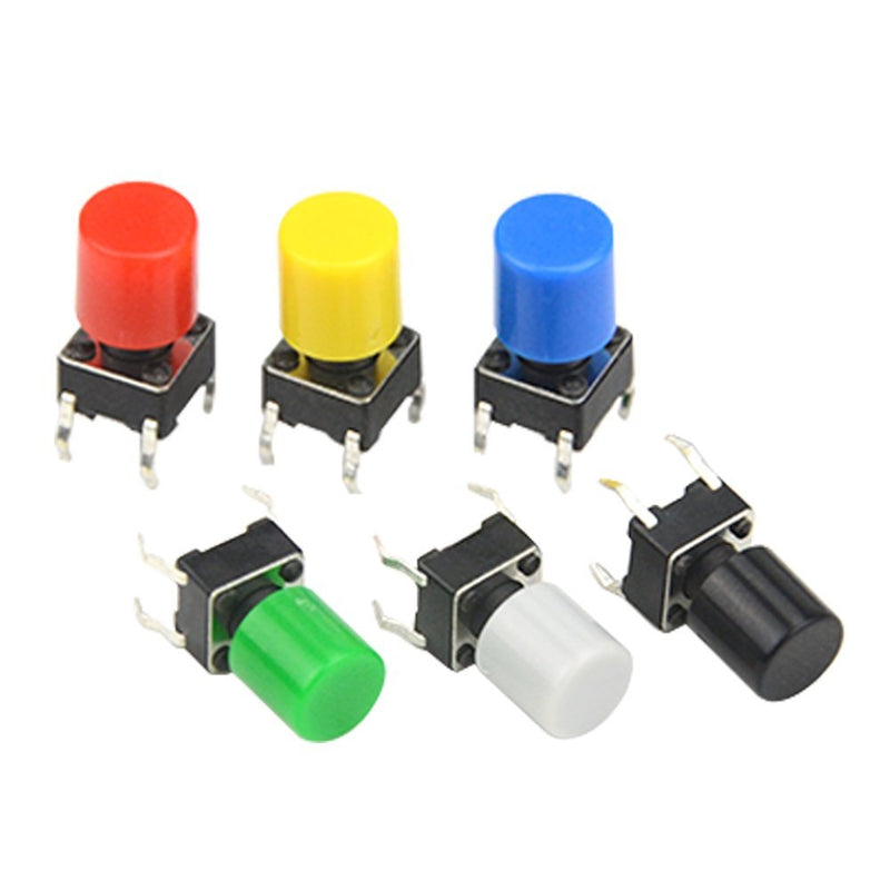 [Australia - AusPower] - WMYCONGCONG 72 Pcs Momentary Tactile Push Button Micro Switch 6x6x9mm 6 Color Cap for Arduino 