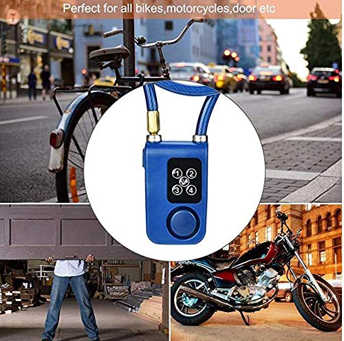 [Australia - AusPower] - Solebe Digital Lock Bike/Motorcycle/Gate Door Digital Lock with Anti Theft Alarm 110dB blue(31.5 Inch) 