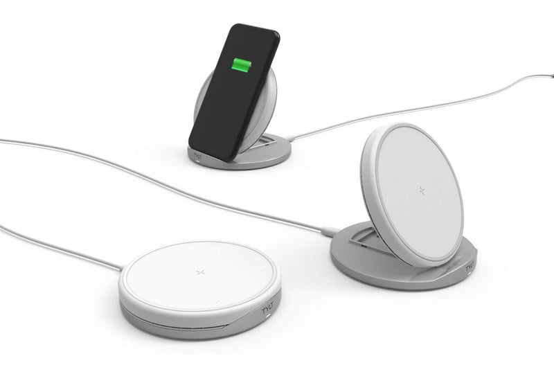[Australia - AusPower] - TYLT Crest Round Wireless Charger, Universal Fast Wireless Charging Pad, QI Certified 10w Max Compatible with Apple iPhones, Samsung Galaxy Phones, Wireless Buds and Other QI Capable Devices| White 