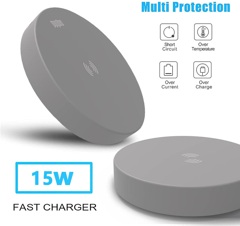 [Australia - AusPower] - Natural Limestone Wireless Charger, bhipo 15W Fast Charging pad, Suitable for iPhone 13/13 Pro/13 Pro Max/12/12 Pro/SE 2020/11, Suitable for Samsung Galaxy S21 S20 Note 10, AirPods Pro(No AC Adapter) gray 