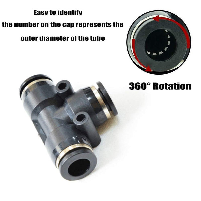 [Australia - AusPower] - Jienk 20PCS Union Tee Push to Connect Airline Fittings for 1/4 5/16 3/8 1/2 Tube, Quick Release Pneumatic Connector for Air Compressor Air Brake Shop Air Tee Combo 