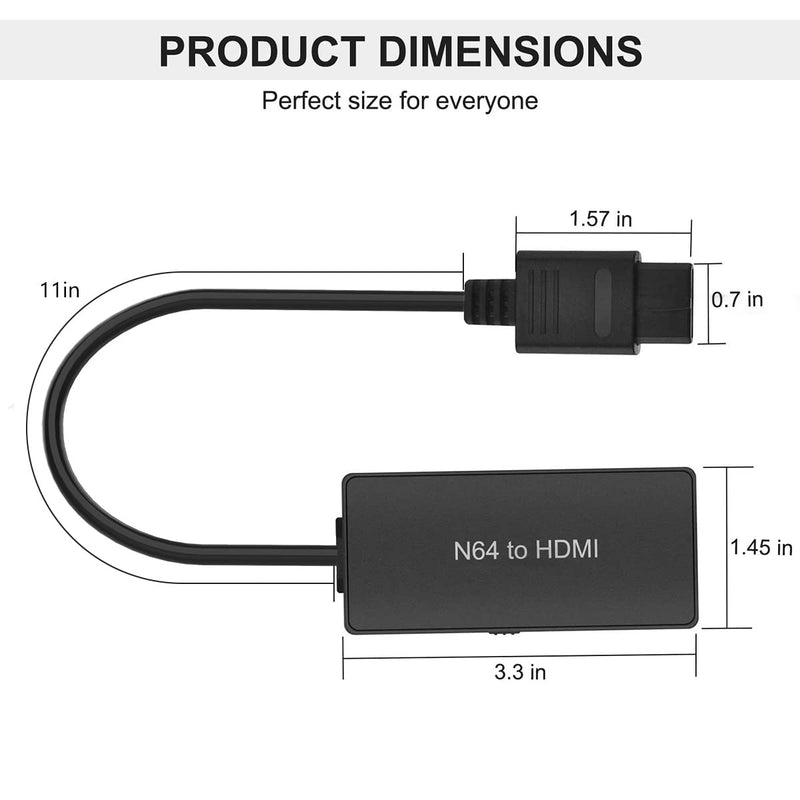 [Australia - AusPower] - N64 to HDMI Converter Adapter Support 16:9/ 4:3 Conversion, HDMI Link Cable for N64 /SNES /NGC/ SFC（Plug and Play） 
