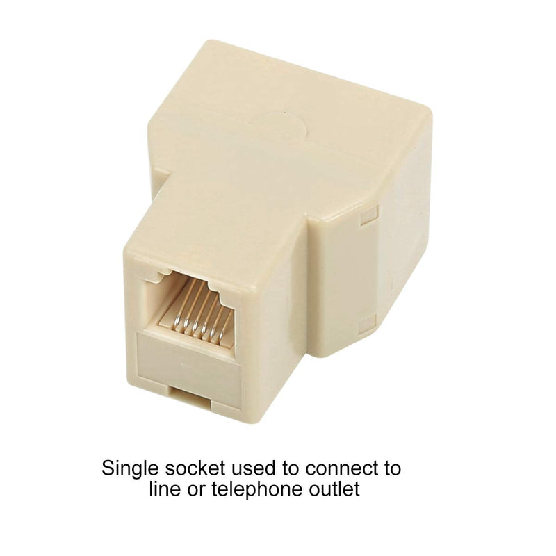 [Australia - AusPower] - RJ12 6P6C 1 Female to 2 Female Telephone Line Splitters, Uvital Telephone Landline Cable Connector and Separator(Yellow,2 Pack) 2 Pack Cream 