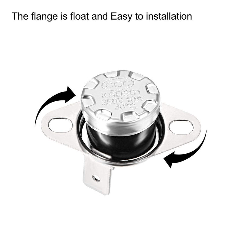 [Australia - AusPower] - Fielect 2Pcs KSD301 Thermostat 40ｰC/104ｰF Normally Closed N.C Snap Disc Limit Control Switch Microwave Thermostat Thermal Switch Bent Feet 