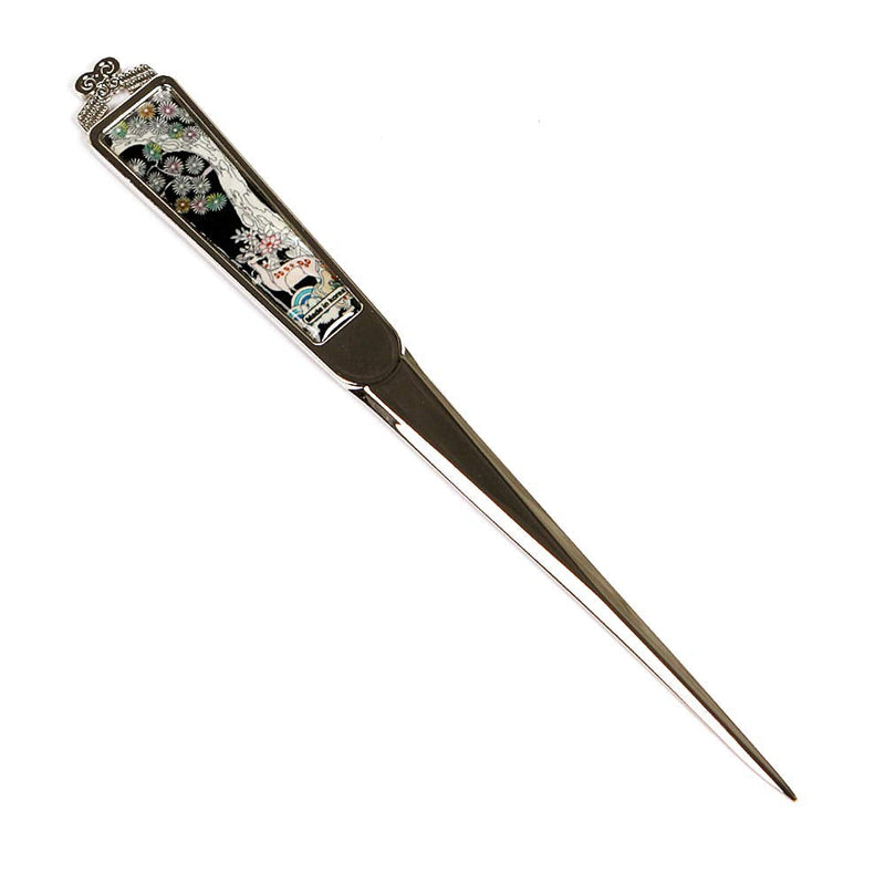 [Australia - AusPower] - Decorative Envelope Paper Letter Opener with Mother of Pearl Antique Design Silver Steel Office Knife Hand Cutter Blade (Pine Tree) 