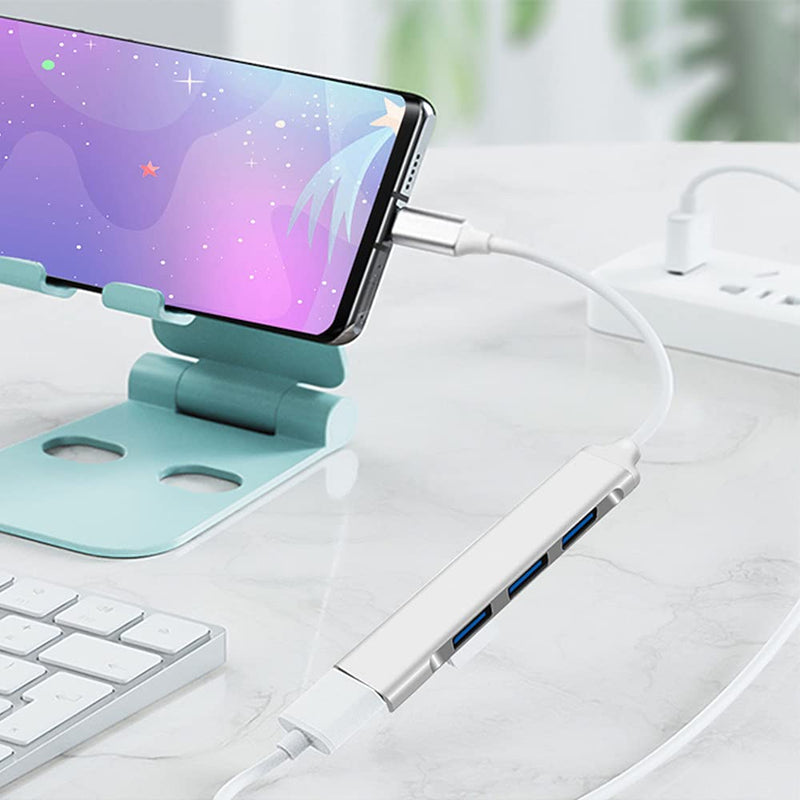 [Australia - AusPower] - JacobsParts USB-C Type C to USB 3.0 4 Port Hub Splitter for MacBook Pro/Air, iPad, PC, Chromebook, Phone (Black) Black 
