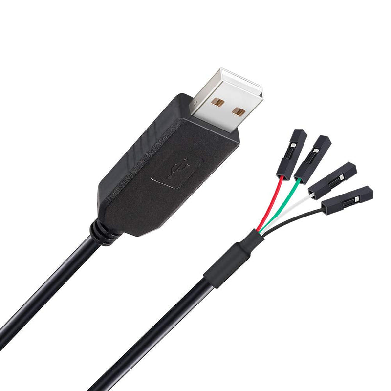 [Australia - AusPower] - DTECH USB to TTL Serial Adapter 3.3V Debug Cable TX RX Signal 4 Pin Female Socket PL2303 Prolific Chip Windows 10 8 7 XP Vista (3ft, Black) 3ft/1m 