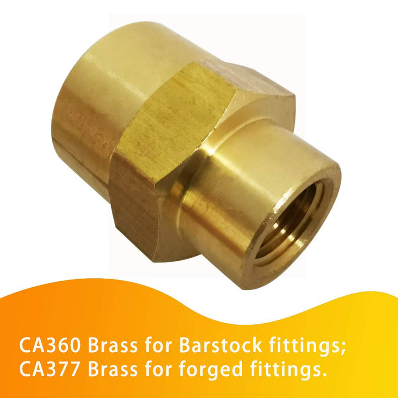 [Australia - AusPower] - Legines NPT Reducing Coupling Brass 1/4" Female x 1/8" Female, Hex Reducer Coupler Adapter Pipe Fitting 1200psi (Pack of 2) 1/4" NPT Female x 1/8" NPT Female 