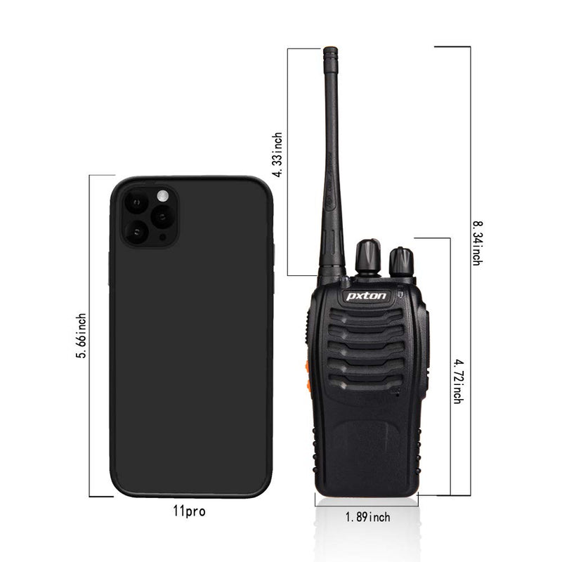 [Australia - AusPower] - pxton Walkie Talkies Rechargeable Long Range Two-Way Radios with Earpieces,2-Way Radios UHF Handheld Transceiver Walky Talky with Flashlight Li-ion Battery and Charger（2 Pack） 