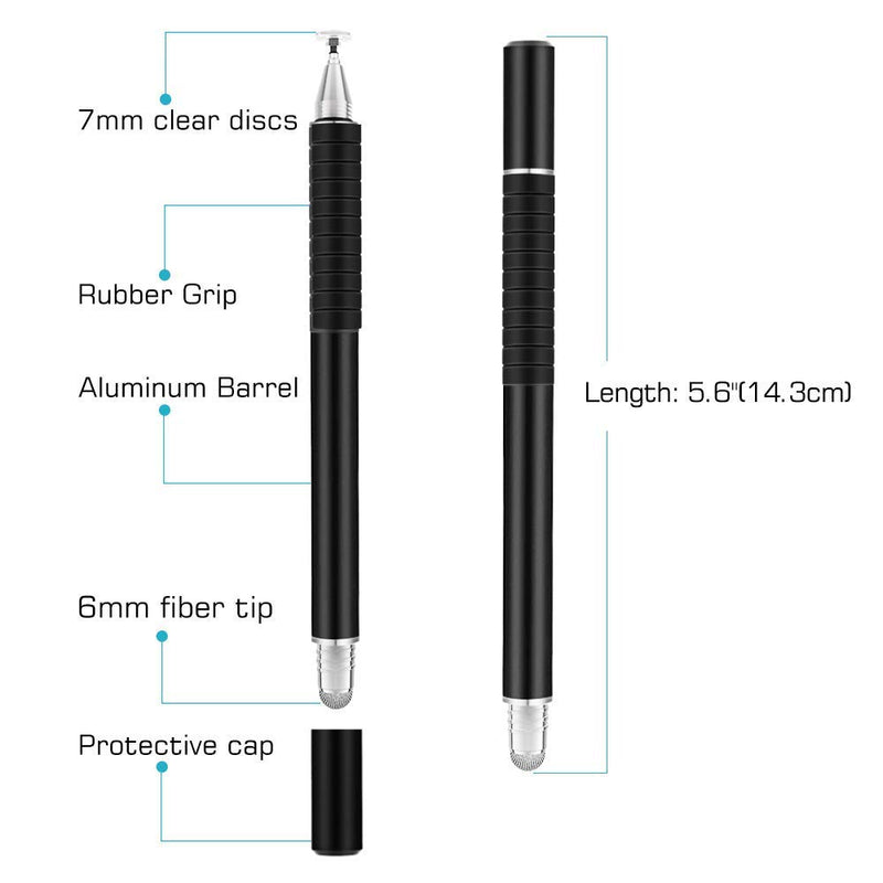 [Australia - AusPower] - EZTecho Stylus Pens for Touch Screens-Fine Point-Universal-High Precision, 2 Pieces with 6 Replacement Tips, Compatible for All Capacitive Touch Screens Cell Phones, Tablets, Laptops, 