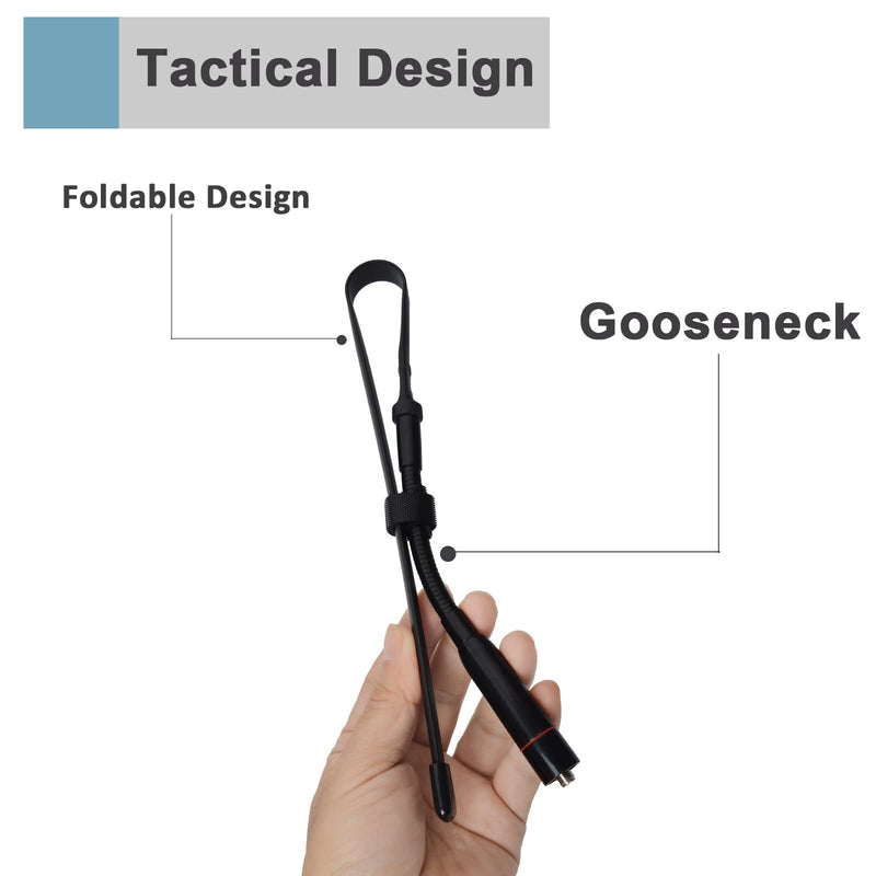 [Australia - AusPower] - HYS Tactical Foldable Whip Antenna, SMA-Feamle, VHF UHF 144/430Mhz, Gooseneck Antenna for Kenwood TYT Retevis BAOFENG UV-82 UV-B5 GT-3 BF-F8HP UV-5RA UV-5RE UV-5R Two-Way Radio Scanner 