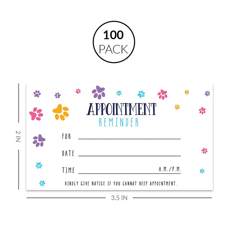 [Australia - AusPower] - Andaz Press Colorful Paw Print Appointment Business Cards for Dog Grooming, Dog Spa, Client Reminder, Vet Office, Dog Walking, Dog Boarding, Pet Sitting, Pet Care, Dog Training, 100-Pack, 2 x 3.5-Inch 