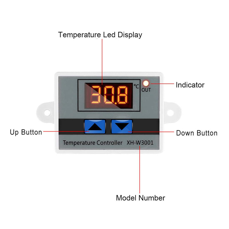 [Australia - AusPower] - Digital LED Temperature Controller Module, XH-W3001 Thermostat Switch with Waterproof Probe, Programmable Heating Cooling Thermostat (12V 10A 120W) 12 V 