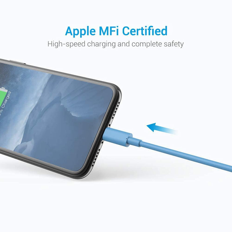 [Australia - AusPower] - Lightning Cable MFi Certified - iPhone Charger 3Pack 3FT Lightning to USB A Charging Cable Power Cord Compatible with iPhone 13 12 SE 2020 11 Xs Max XR X 8 7 6S 6 Plus 5S iPad Pro iPod Airpods - Blue 
