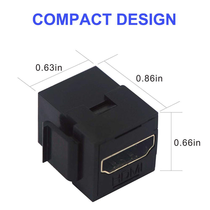 [Australia - AusPower] - VCE HDMI Female Keystone Coupler, 6-Pack HDMI Keystone Jack Insert Gold Plated 3D&4K Mini Adapter Connector for Wall Plate-Black 