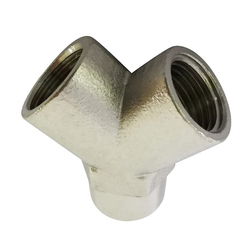 [Australia - AusPower] - Pysrych Brass Nickel Plated Pipe Fitting Wye Tee 3 ways Connector 3/8" NPT Female x 3/8" NPT Female x 3/8" NPT Female, Pack of 2 3/8" FNPT x 3/8" FNPT x 3/8" FNPT Female x Female x Female Tee 