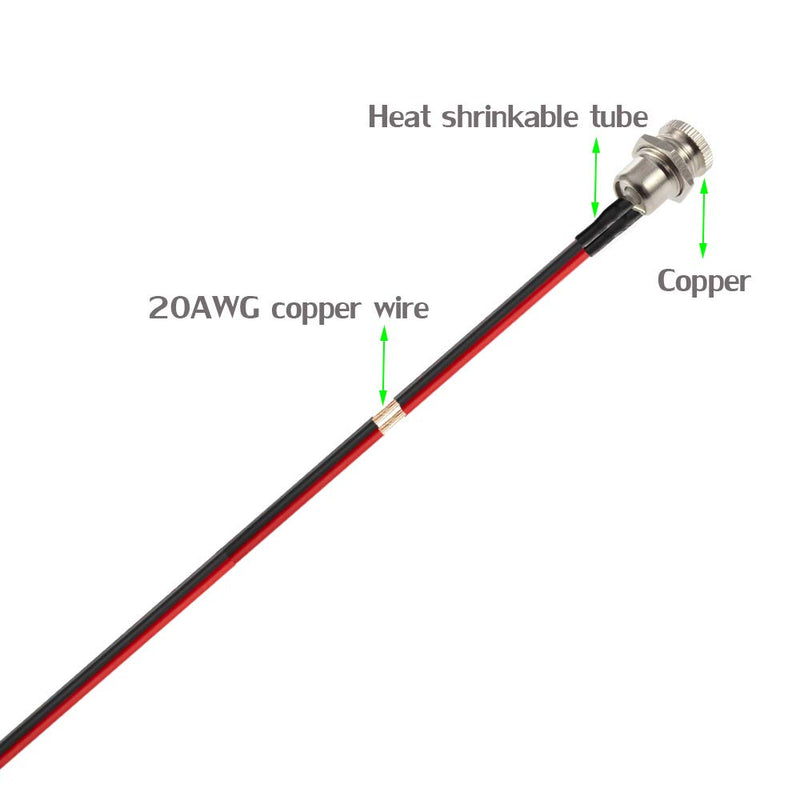 [Australia - AusPower] - qofowin 5.5 x 2.1 MM 8A DC Power Jack Cord Socket Threaded Female Mount Connector Copper Adapter with Pre-soldered Wires and Waterproof Cover Cap dc-wire-copper 