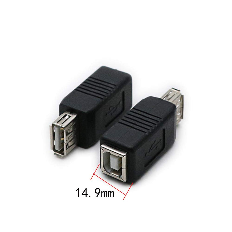 [Australia - AusPower] - 2 Pack USB 2.0 AF/BF Plug Type A Female to Type B Female Adapter Connector Converter Compatible with Laptop Computer Hard Drive Printer Camera 