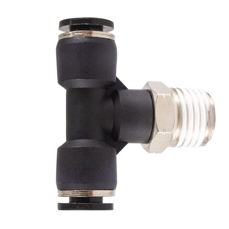 [Australia - AusPower] - Male Branch Tee Push to Connect Air Line Fittings 1/4"OD x 1/4"NPT Thread Quick Release Connectors 3 Way Shaped Union Adapter Fitting 