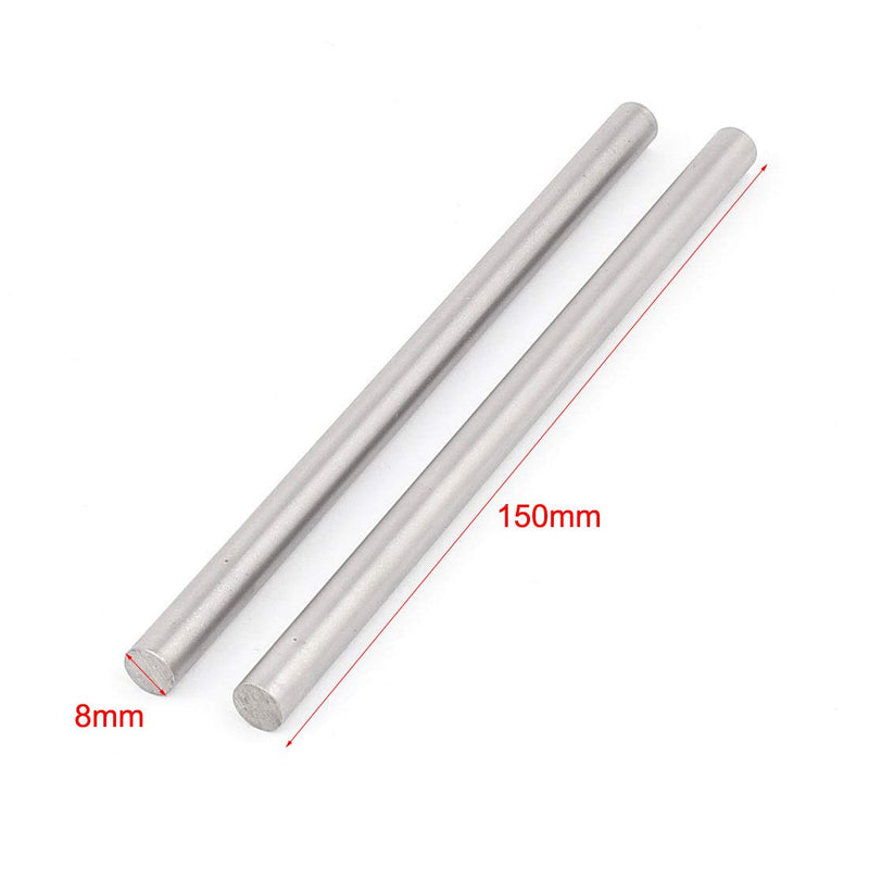 [Australia - AusPower] - uxcell 2 Pcs 8mm x 150mm DIY RC Car Model Straight Metal Round Shaft Rod Bars 