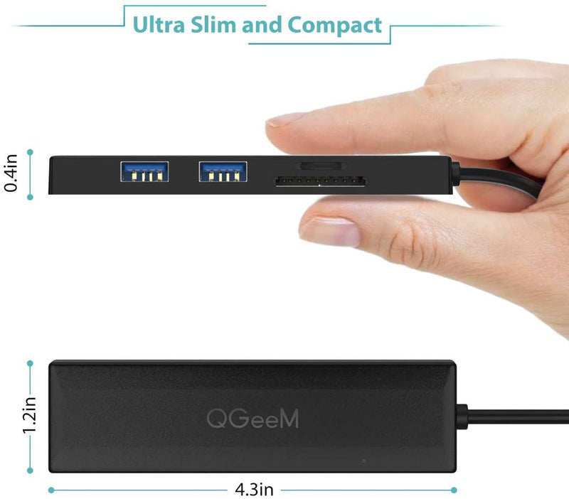 [Australia - AusPower] - QGeeM USB C to USB Hub,Ultra-Slim 5 in 1 USB C Hub,Thunderbolt 3 to Multiport Adapter with 3*USB 3.0&SD&TF Card Reader,Compatible with MacBook Pro/Air, iPad Pro,Surface Pro,Dell,Chromebook and More Small 