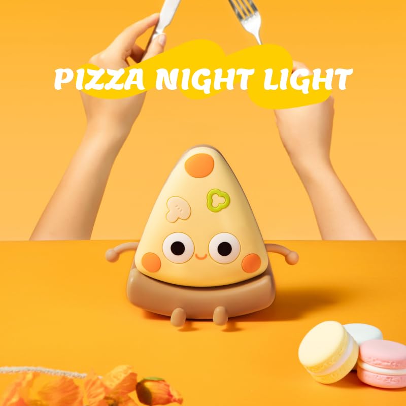 [Australia - AusPower] - ULIKTO LED Small Night Light Cute Pizza Night Lamp Portable Light Up Dimmable Nursery Night Light Rechargeable Kawaii Bedside Table Lamp Desk Accessories Room Decor for Boys Girls Kids Gifts Pizaa 