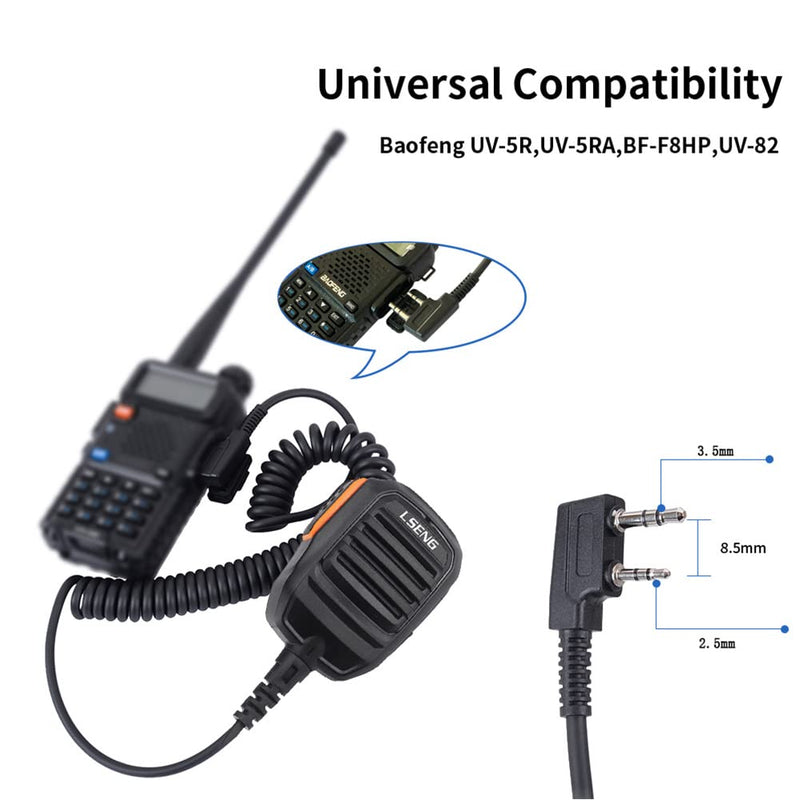 [Australia - AusPower] - LSENG Walkie Talkie Shoulder Microphone Radio Speaker Mic with PTT for Baofeng Kenwood Two Way Radio BF 888S UV-82 UV-5R UV-5RPro H9 H7 