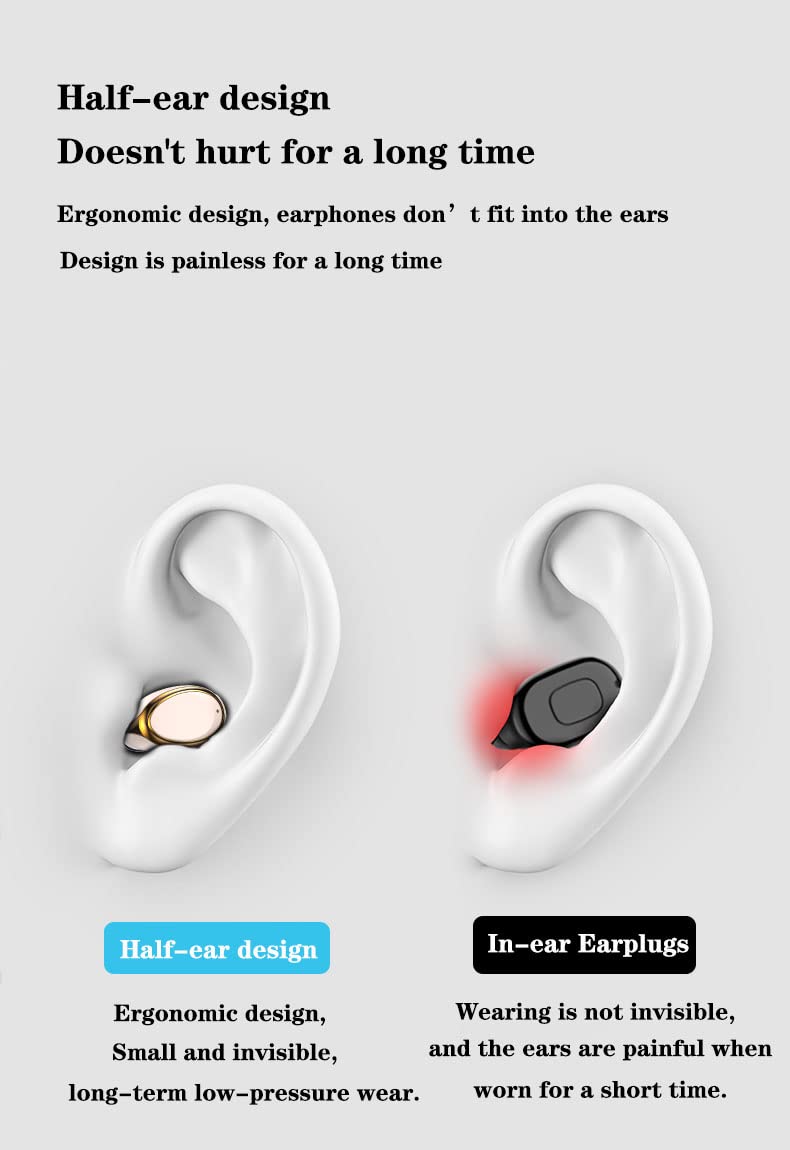 [Australia - AusPower] - AIYIBEN Wireless Headphones Portable Bluetooth Single Earbuds Smallest Cordless Hands-Free Mini Earphones Headset with Mic & Noise Reduction for Phones (Skin) Skin 