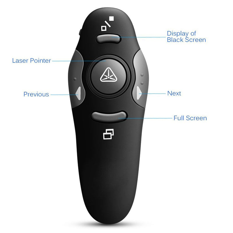 [Australia - AusPower] - 2.4 GHz USB Wireless Presenter Remote Control Laser Pointer Pen Red RF PowerPoint Presentation Clicker PPT Controller for Meeting Teaching Speech (Plug and Play) 